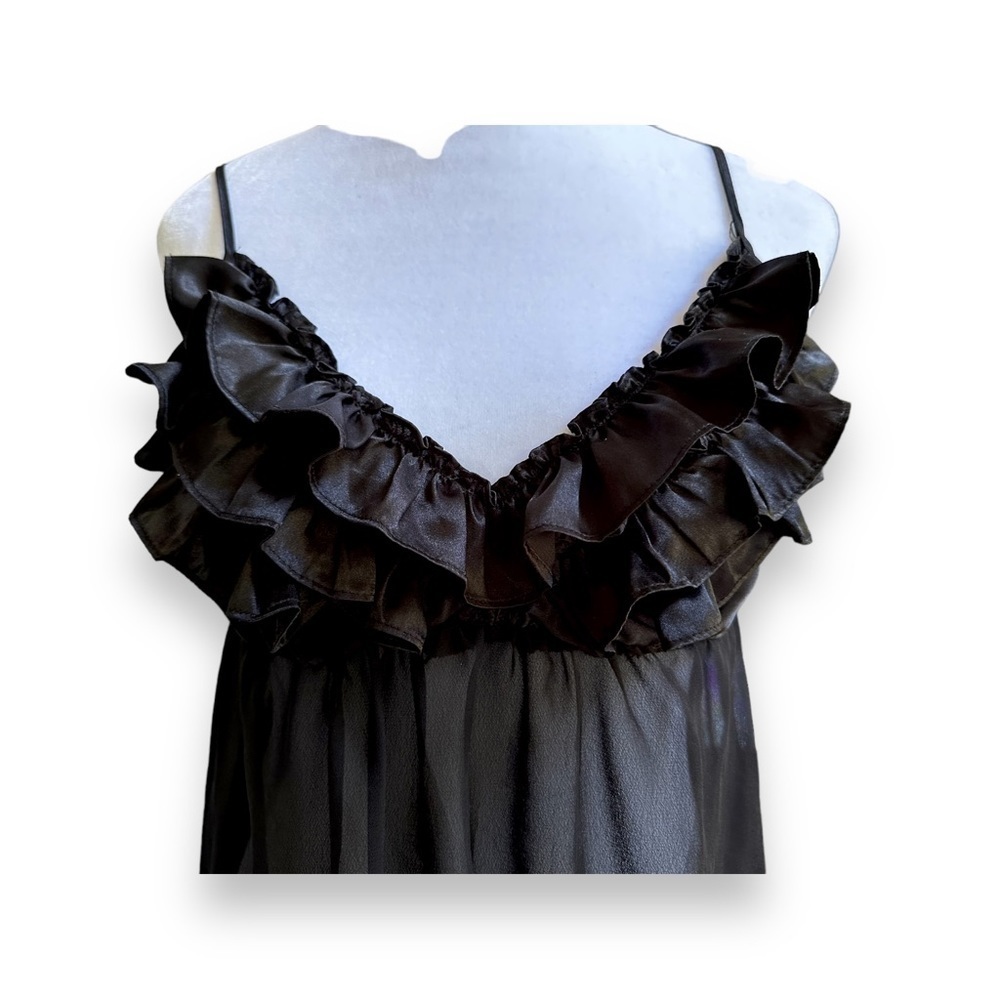Ambrielle ruffle bust black sheer slip lingerie M nightgown Teddy New‌‌‌‌‌‌‌ - Picture 4 of 4